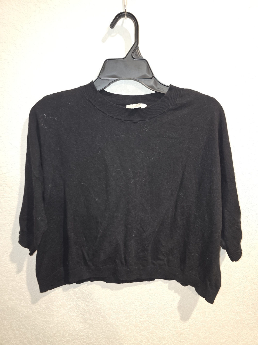 LOFT Outlet Black Short Sleeve Knit Sweater - Women's Large